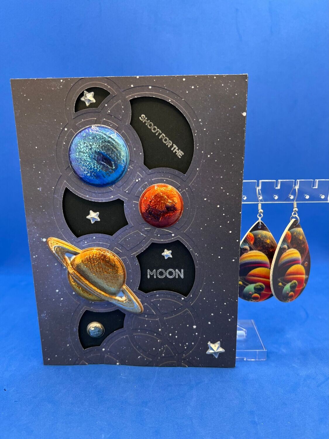 Set - Set - "Shoot For the Moon " Card & Earrings