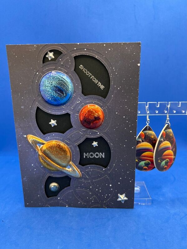 Set - Set - "Shoot For the Moon " Card & Earrings