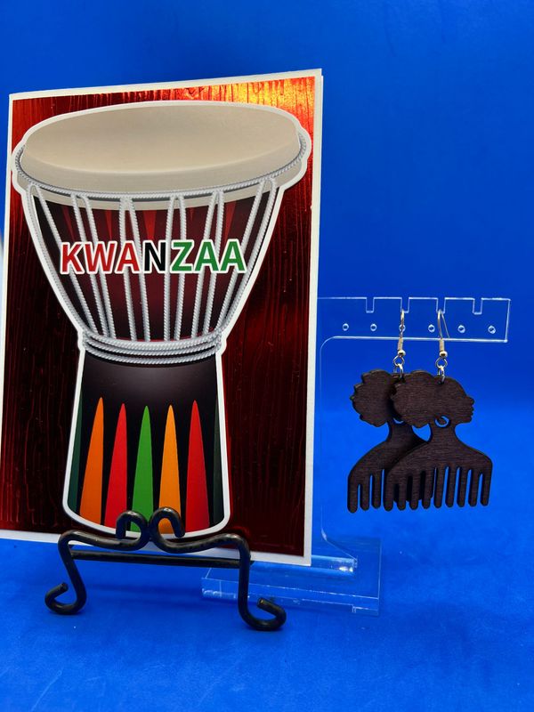 Set - Set - "Kwanzaa" Card & Earrings