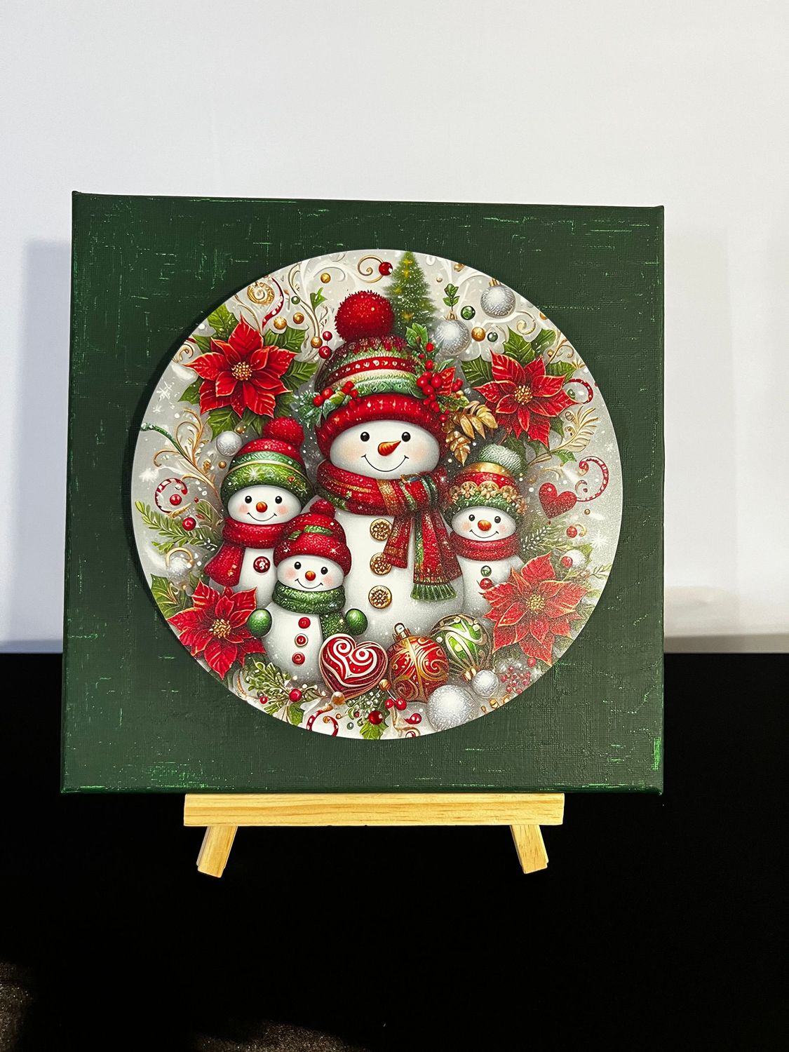 3-D Canvas Art "Snow Family- Green"