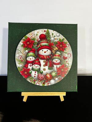 3-D Canvas Art "Snow Family- Green"