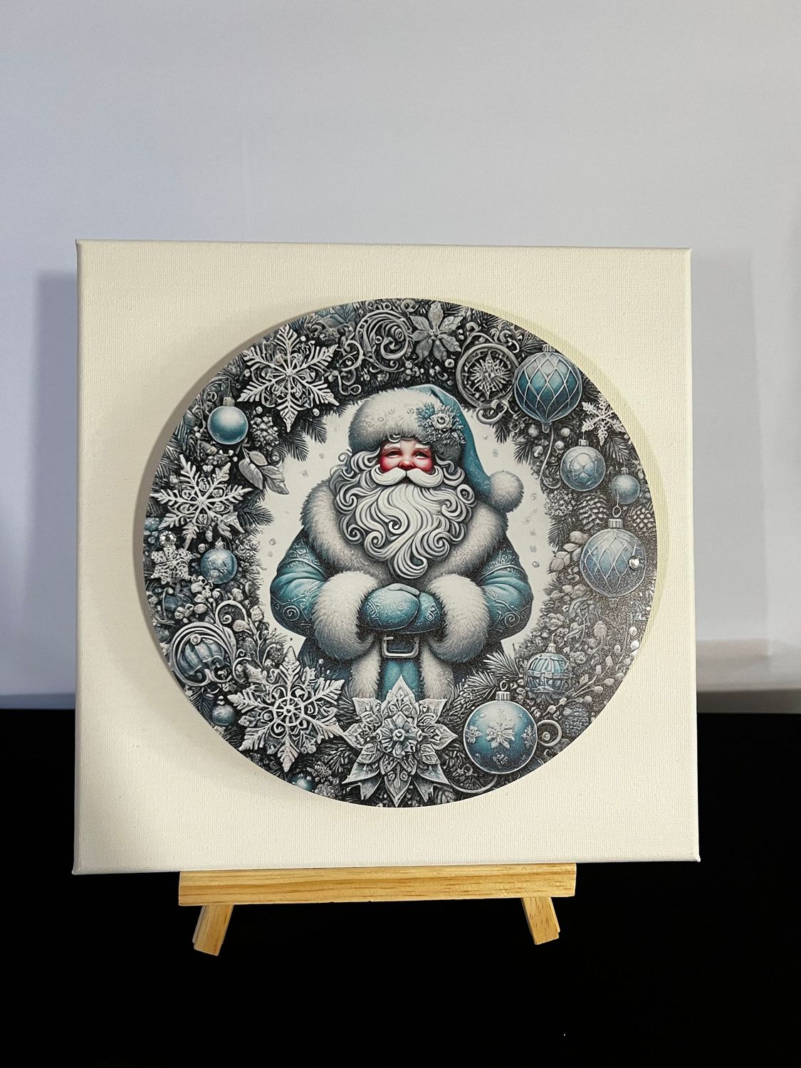 3-D Canvas Art " Santa Blue/White"
