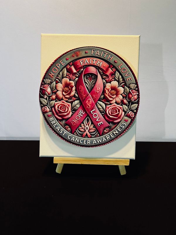 3-D Canvas Art 3-D Canvas Art "Breast Cancer Awareness - Hope-Faith-Love"
