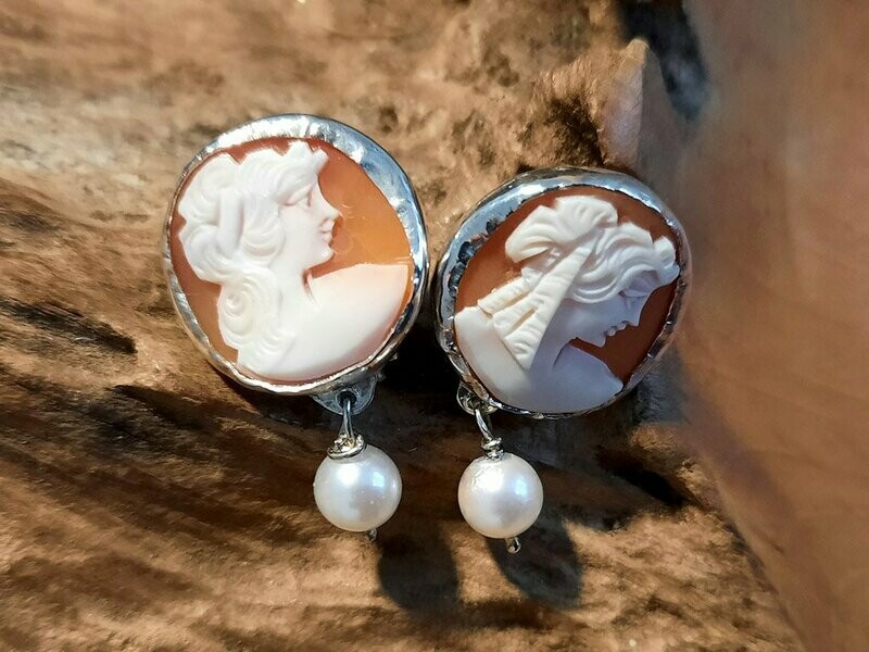 Nostalgischer Ohrschmuck mit Muschelgemmen Nostalgischer Ohrschmuck mit Muschelgemmen