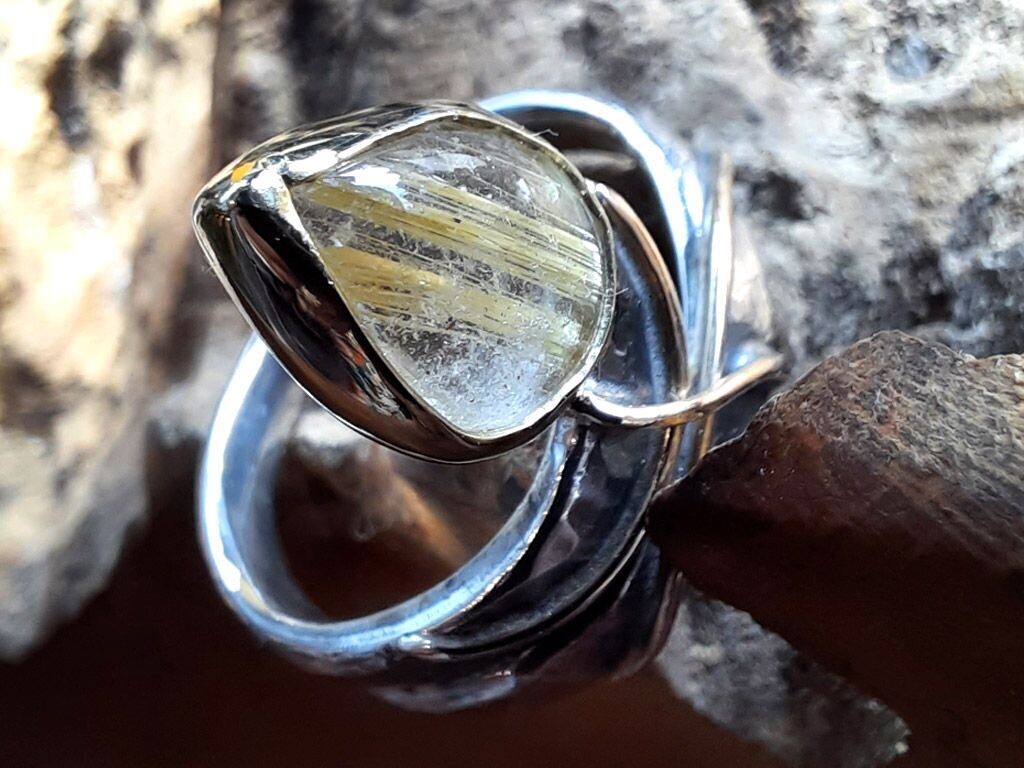 ♓ Sternzeichenring Fische mit Rutilquarztropfen