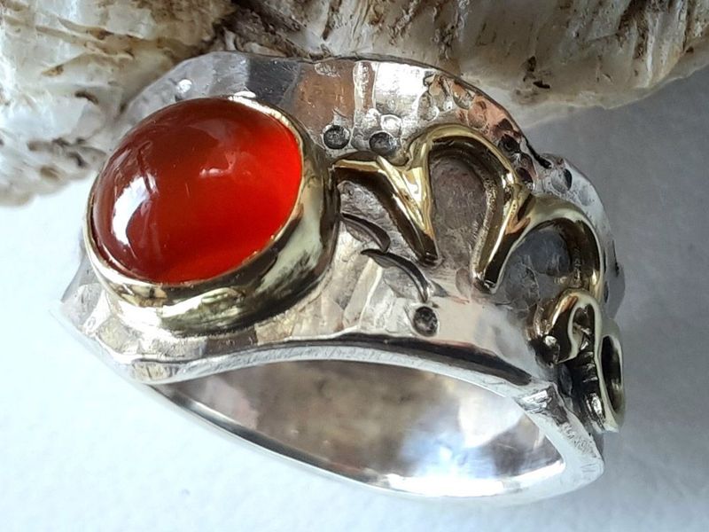 ♍ Sternzeichenring Jungfrau mit Karneol ♍ Sternzeichenring Jungfrau mit Karneol