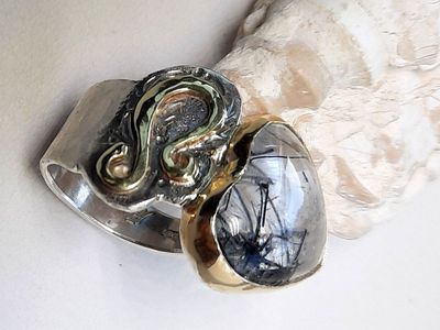♌ Sternzeichenring Löwe mit Rutilquarzherz ♌ Sternzeichenring Löwe mit Rutilquarzherz