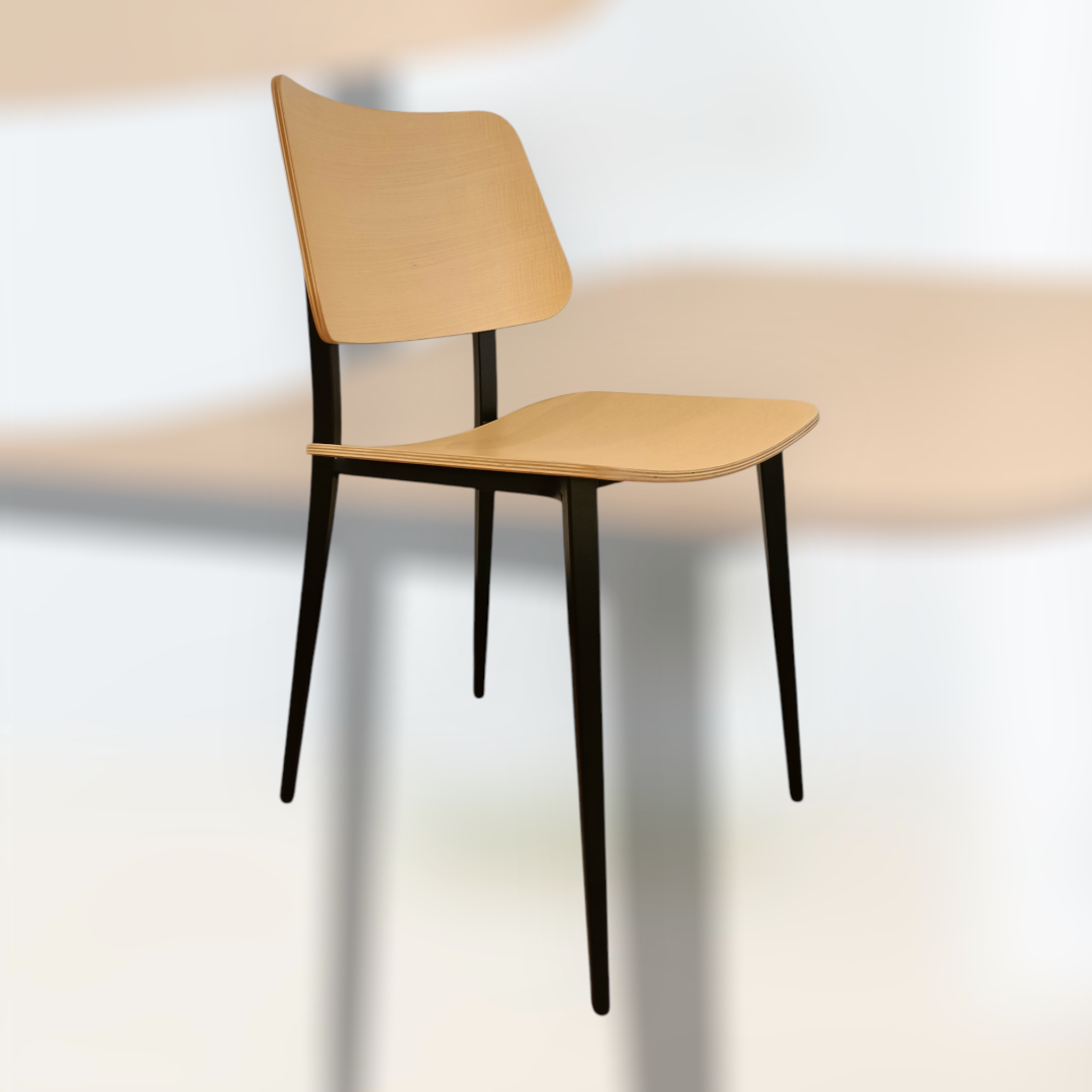 Chaise  jOE assise bois et pied métal