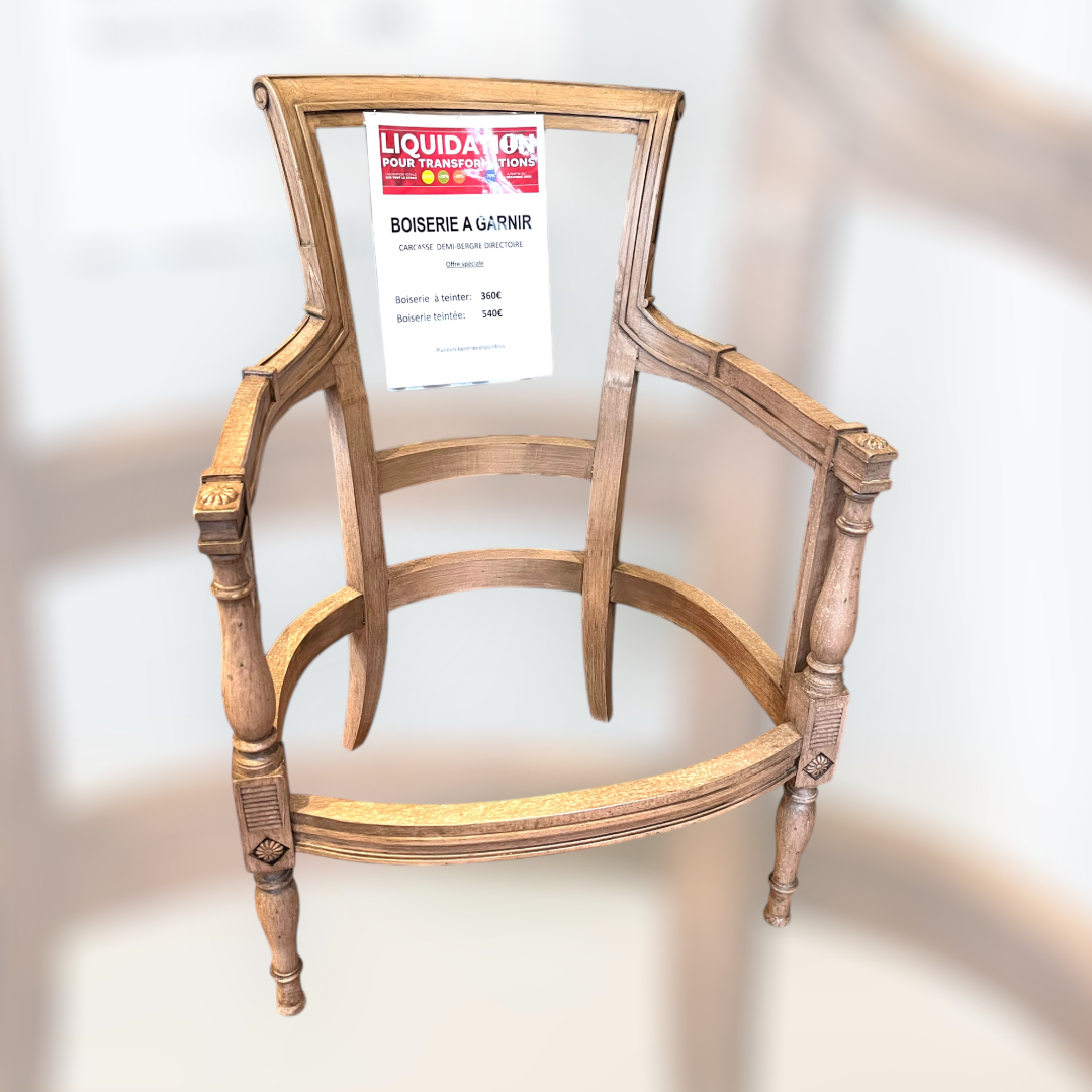 Fauteuil demi bergère directoire: carcasse en hêtre à garnir