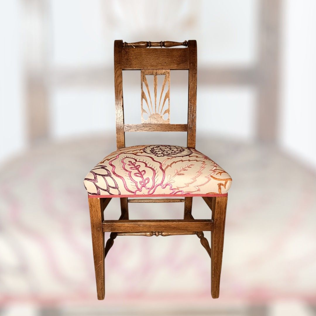 Boiserie: Chaise directoire de Herve avec fuseau au dossier fond  à garnir