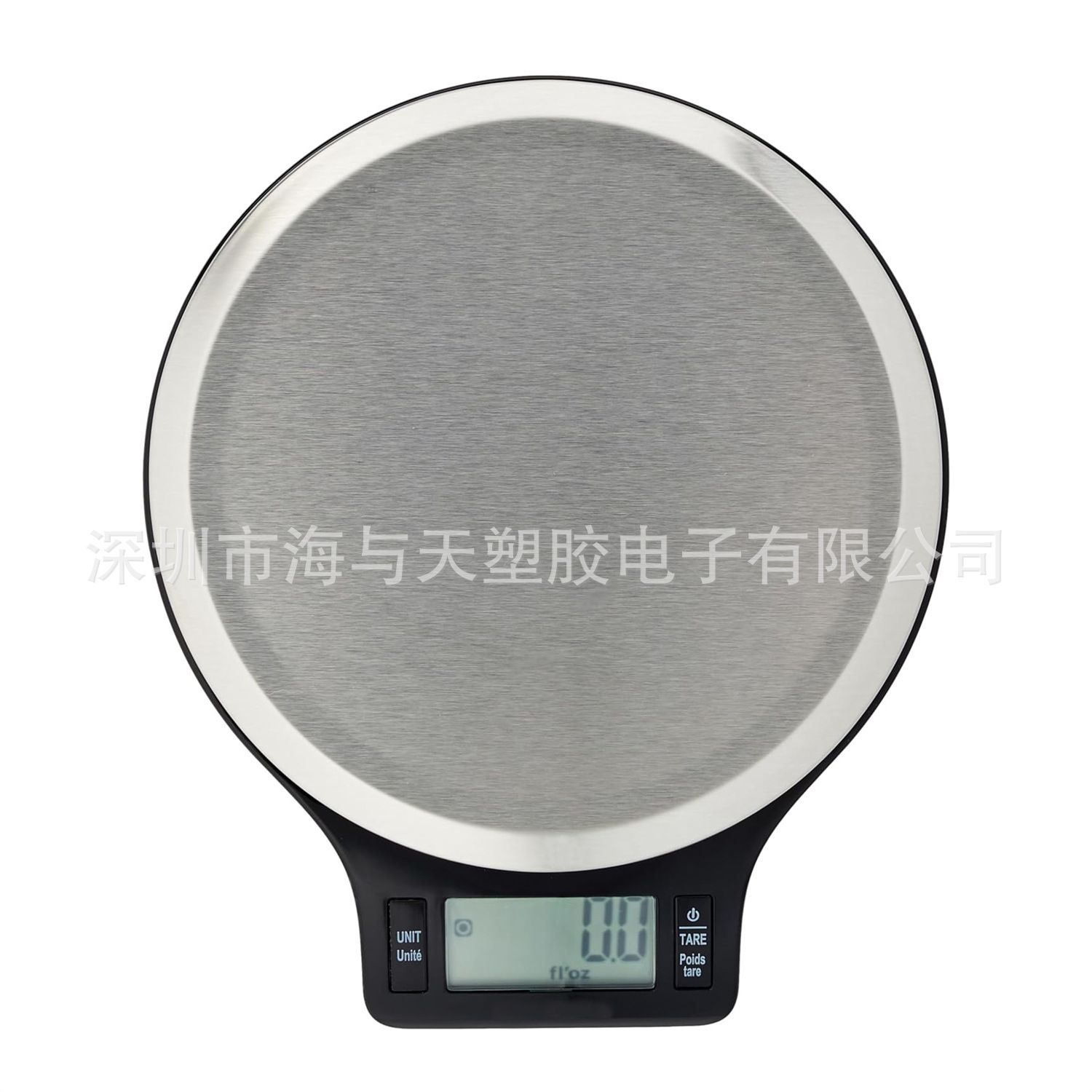 5KG Black Stainless Steel Round Basic Digital Kitchen Scale With LCD Display