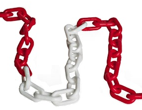 Cadena roja y blanca