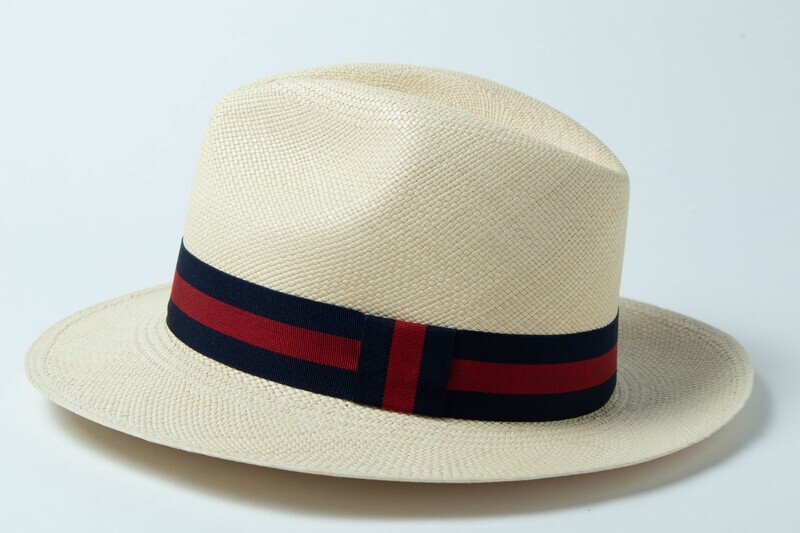 Blue & Red Stipe Panama Hat