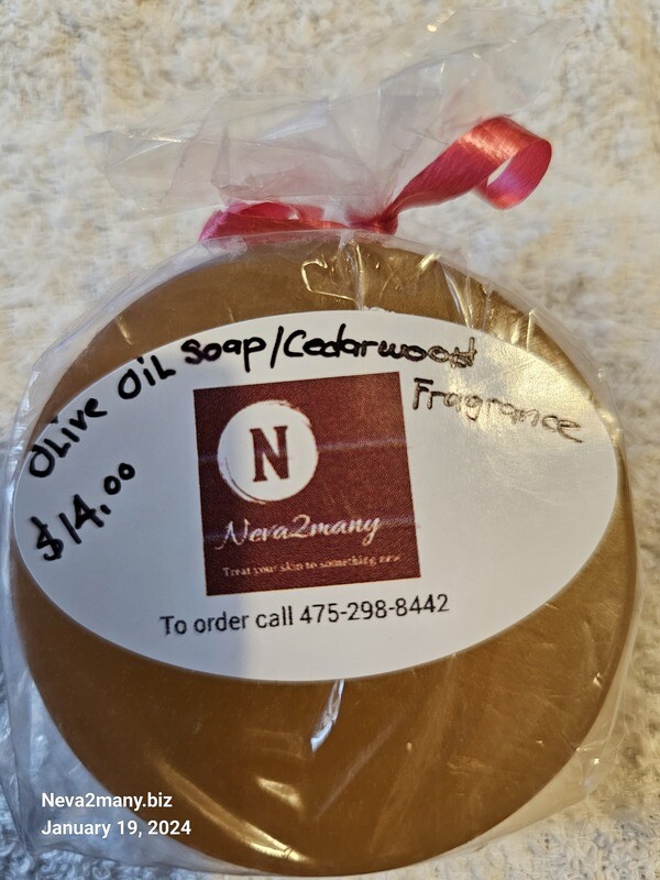 Olive Oil soap/Cedarwood Fragrance 4 oz. Round bars