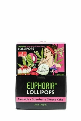 "Euphoria" Cannabis Lollipops with Bubble Gum - Strawberry Cheese Cake 25g