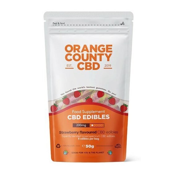 "orange County CBD" CBD Gummies Erdbeere 200mg, 8 Stück (50g)