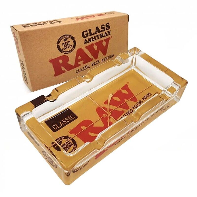 "RAW" Glass Rectangular Ashtray 16cm