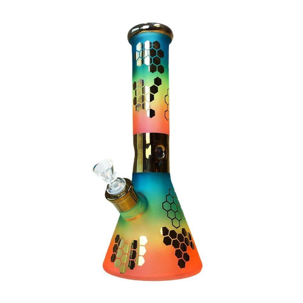 Bee Hexagon Triple Thick Glass Bong 32cm