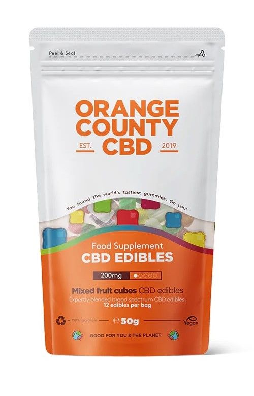 "Orange County" CBD Edibles Cubes 200mg/ 12 Stück