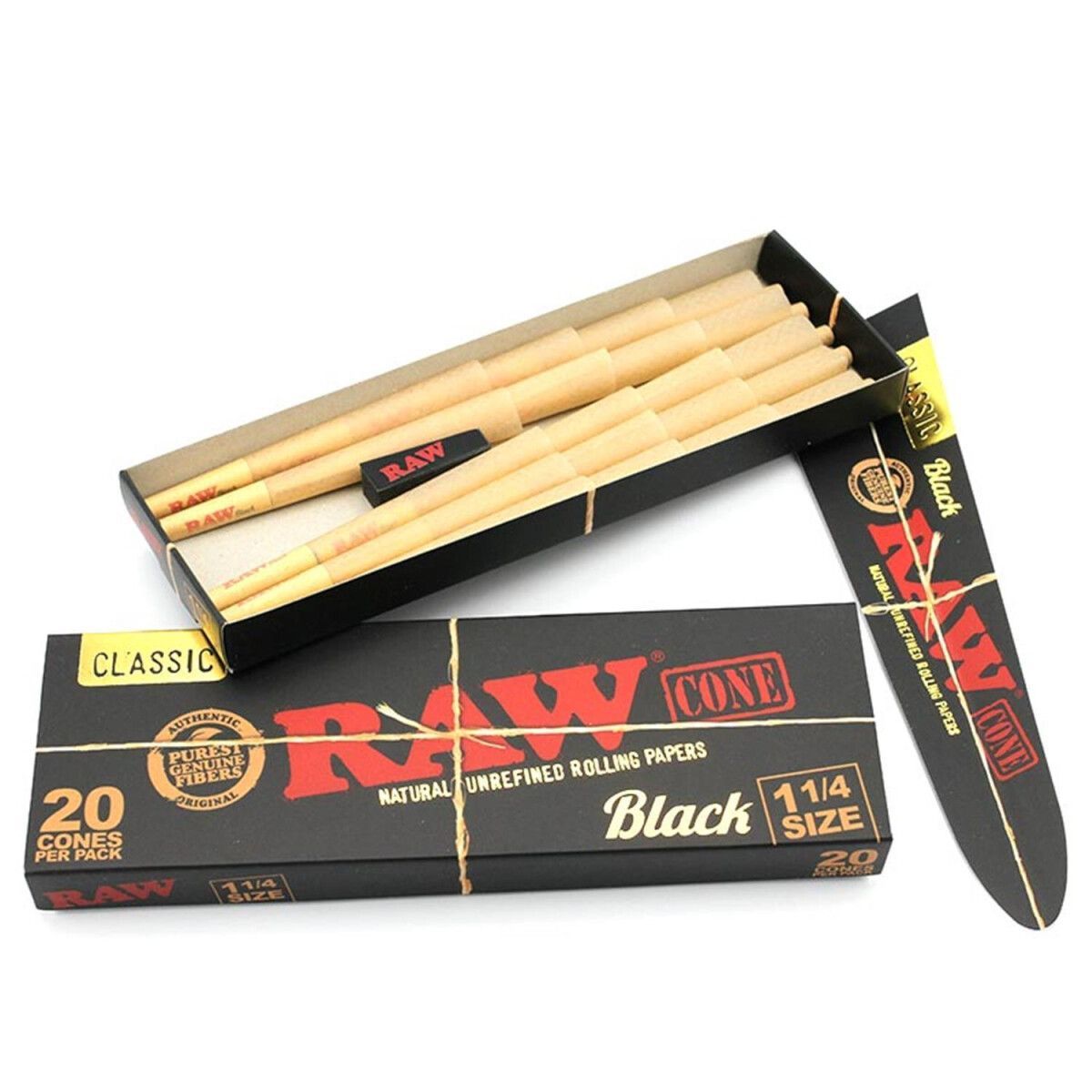 "RAW Black Organic Cones Kingsize