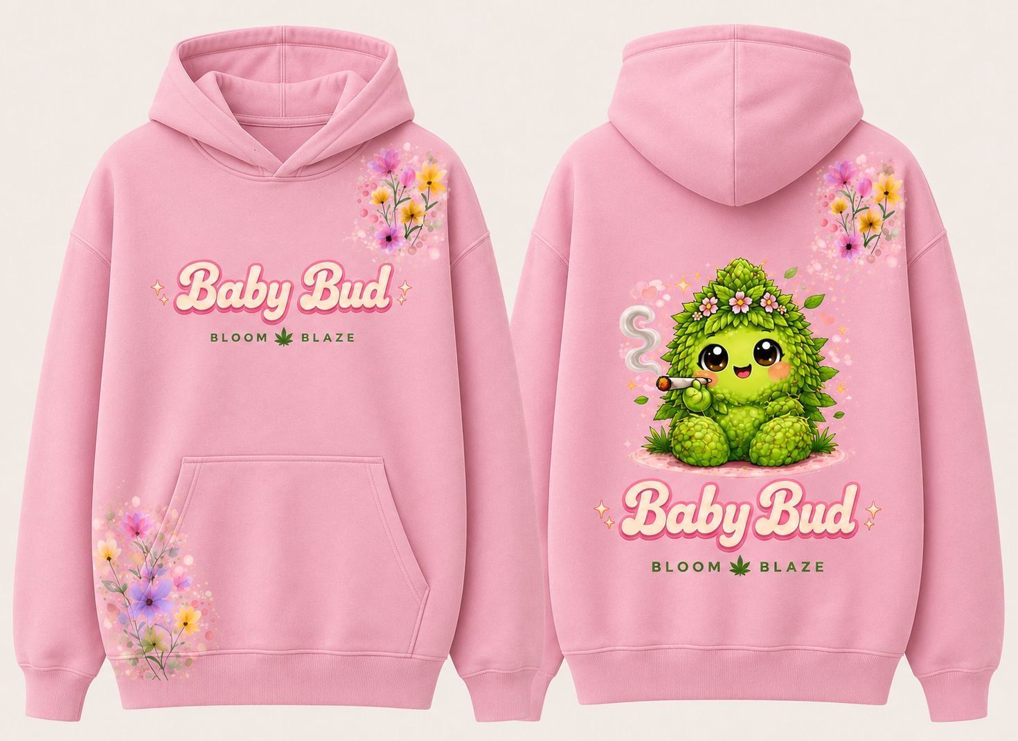 "Baby Bud" BabyBud Oversize Hoodie Pink