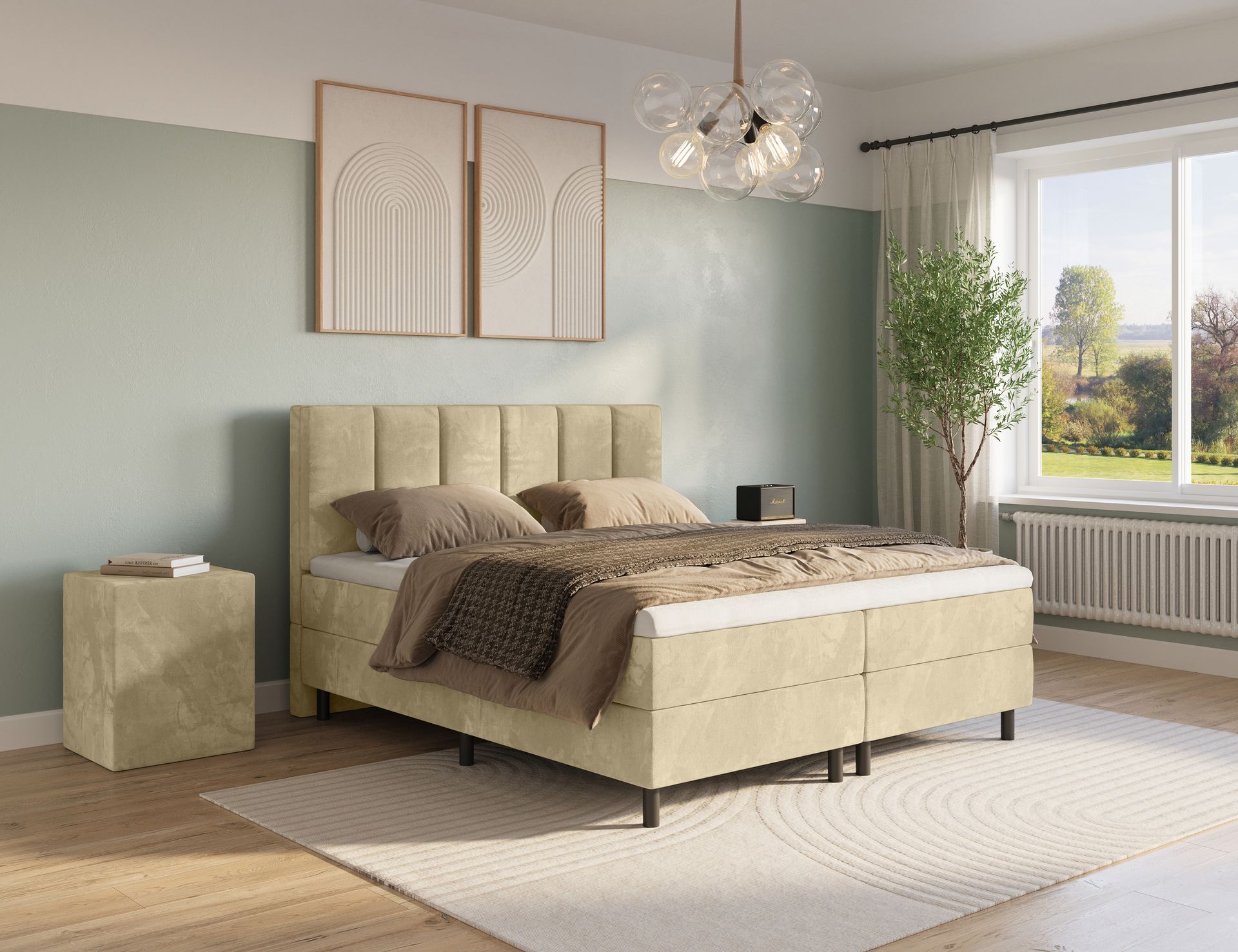 Boxspring Riva Velvet GRATIS Topper
