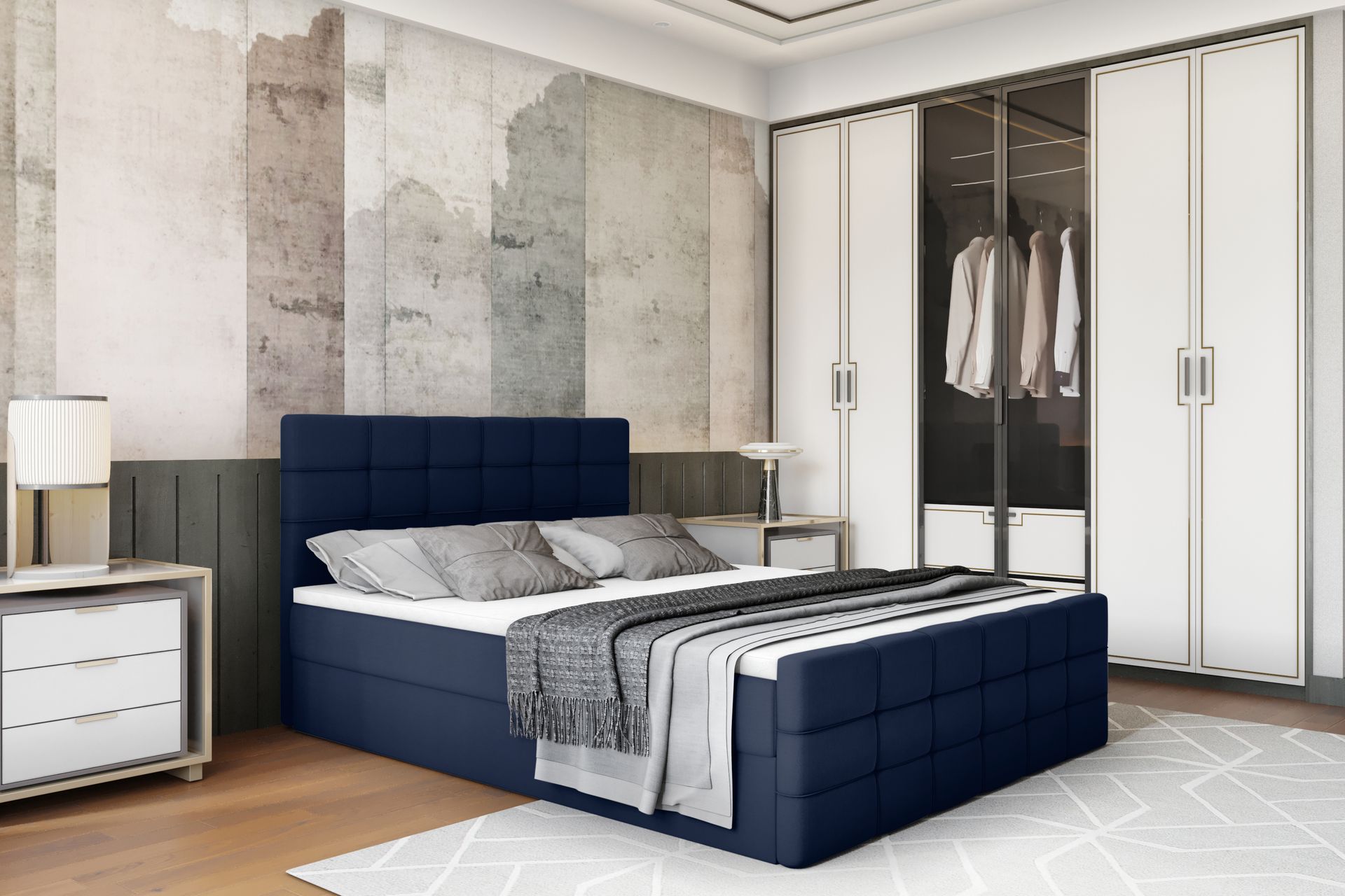 Boxspring met opbergruimte Houston +  tijdelijke GRATIS voetenbord