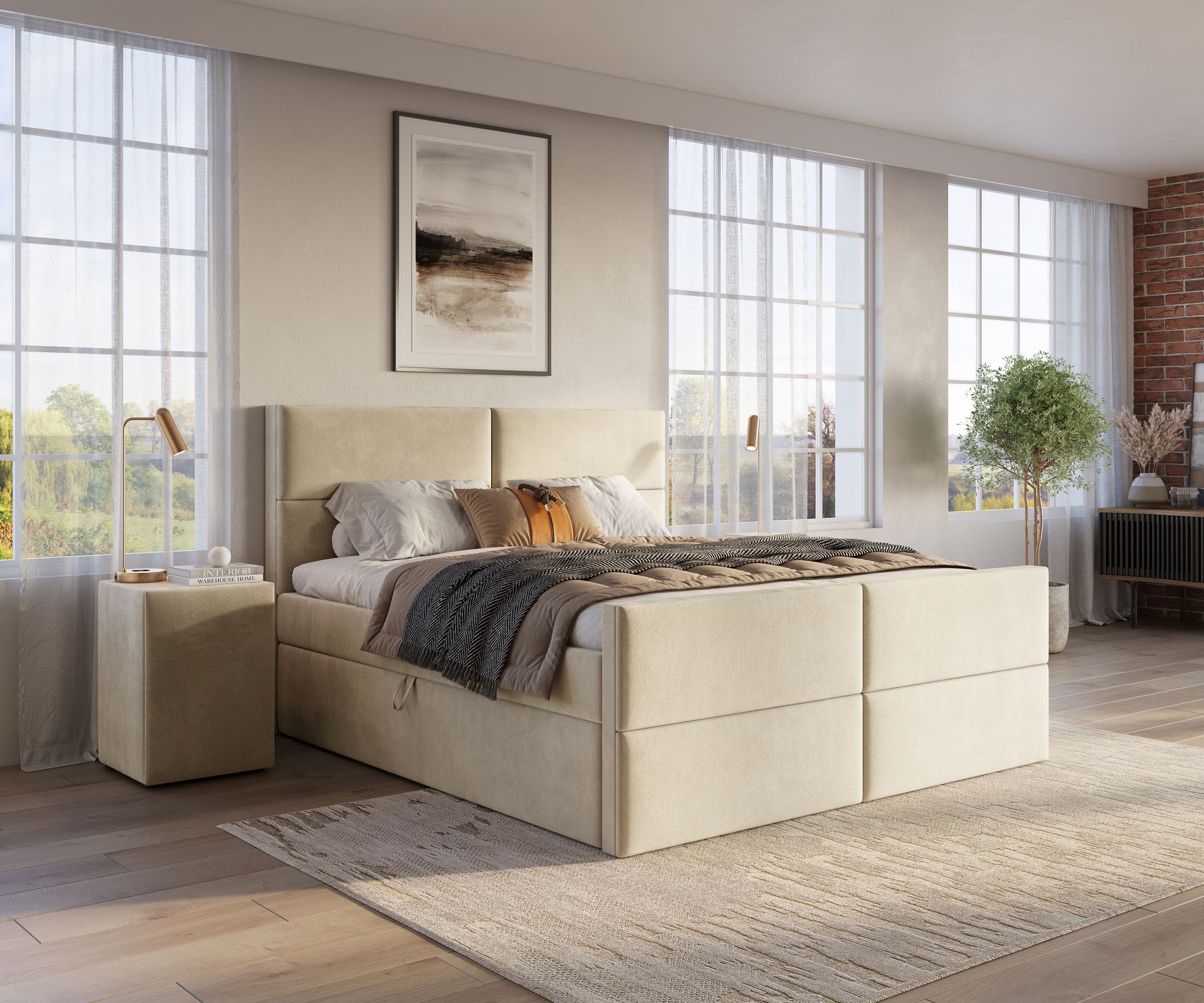 Boxspring met opbergruimte Boston  +  tijdelijke GRATIS voetenbord