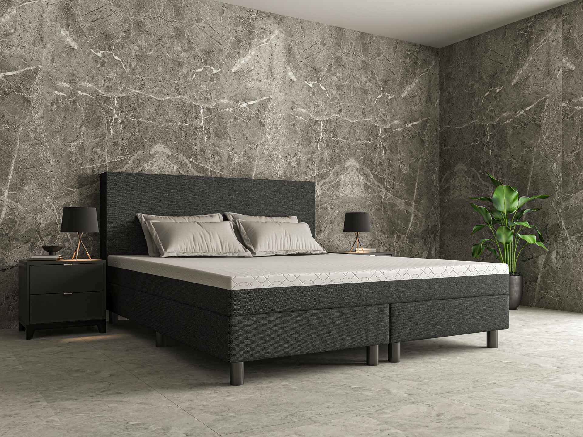 Boxspring  Lucca met  geïntegreerde topper