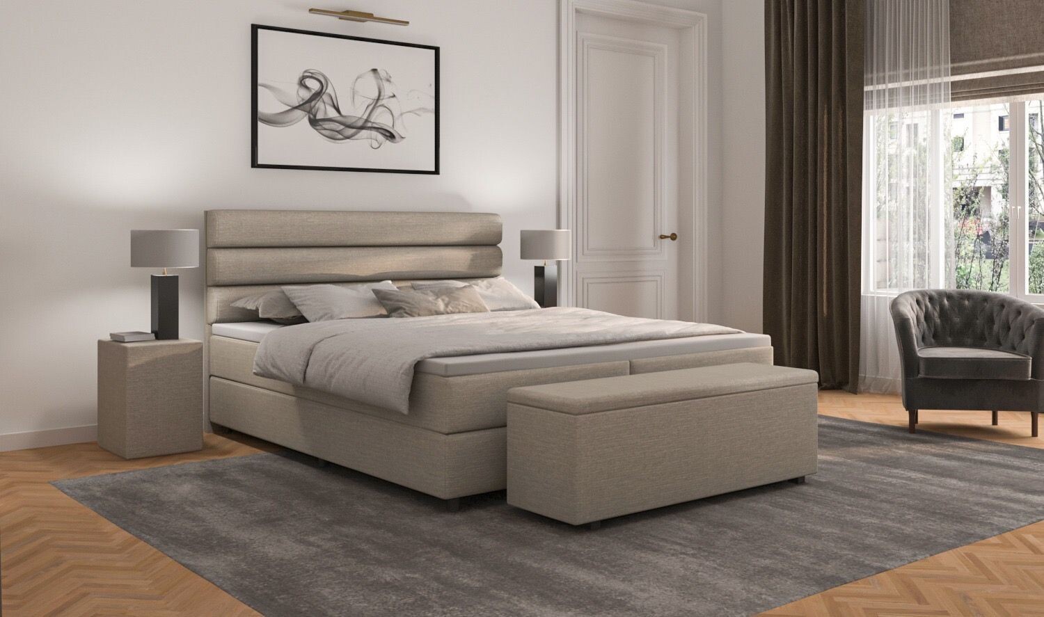 Boxspring Austin + GRATIS topper