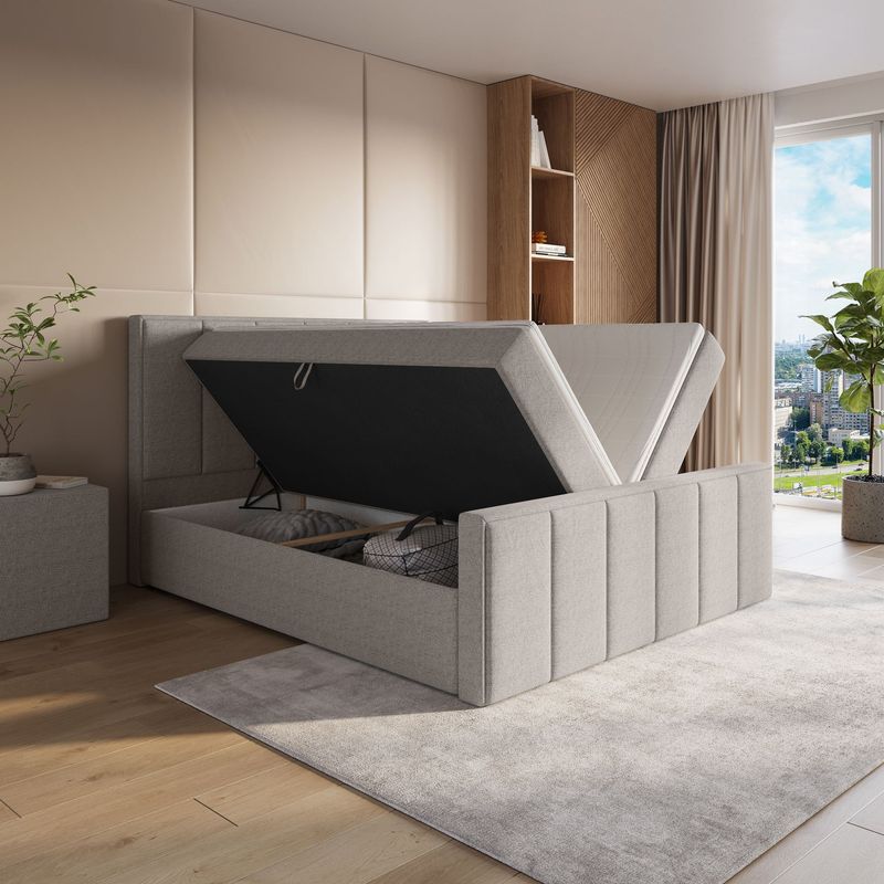 Boxspring met opbergruimte Manhattan + tijdelijke GRATIS voetenbord Boxspring met opbergruimte Manhattan + tijdelijke GRATIS voetenbord