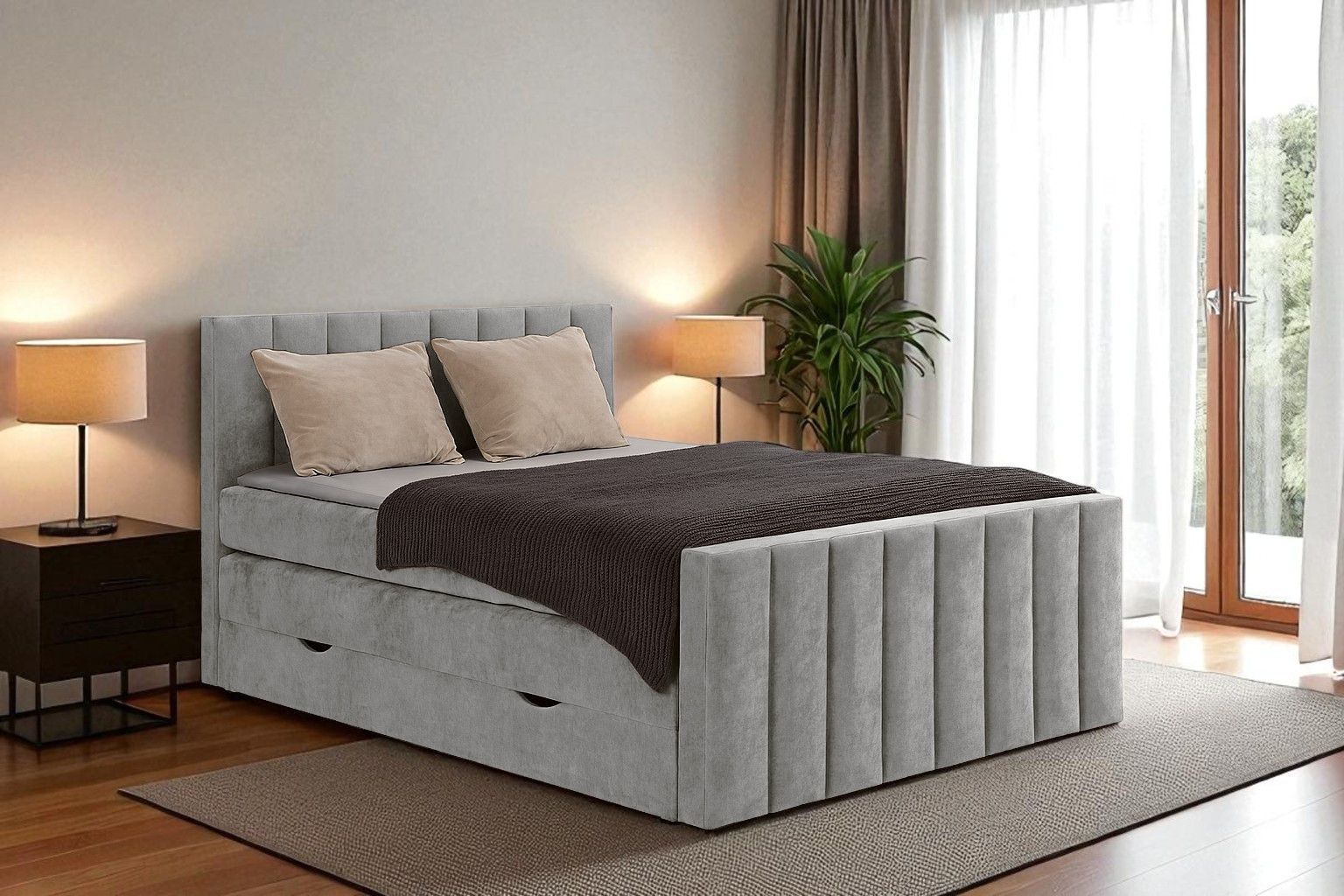 Boxspring met opbergruimte Verona + GRATIS Voetenbord
