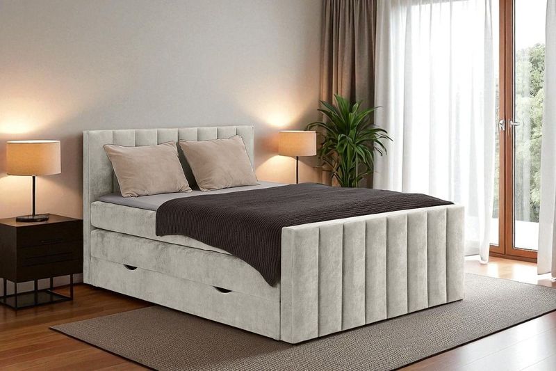 Boxspring met opbergruimte Verona + GRATIS Voetenbord