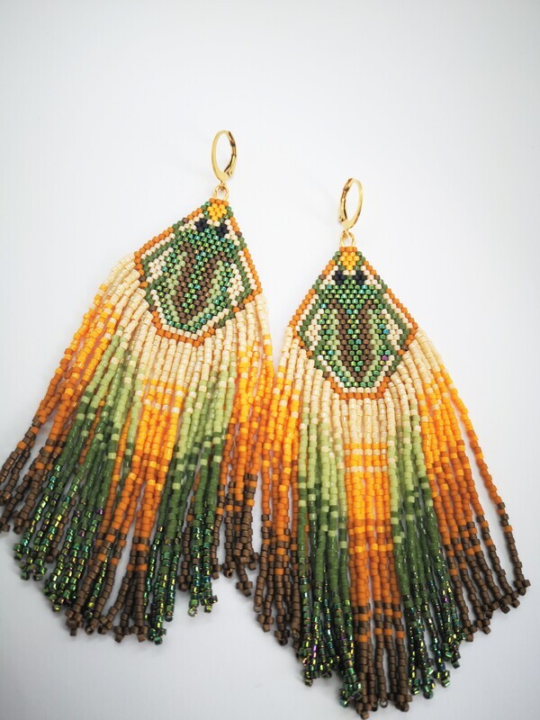 &quot;Scarab&quot; Fringe earrings