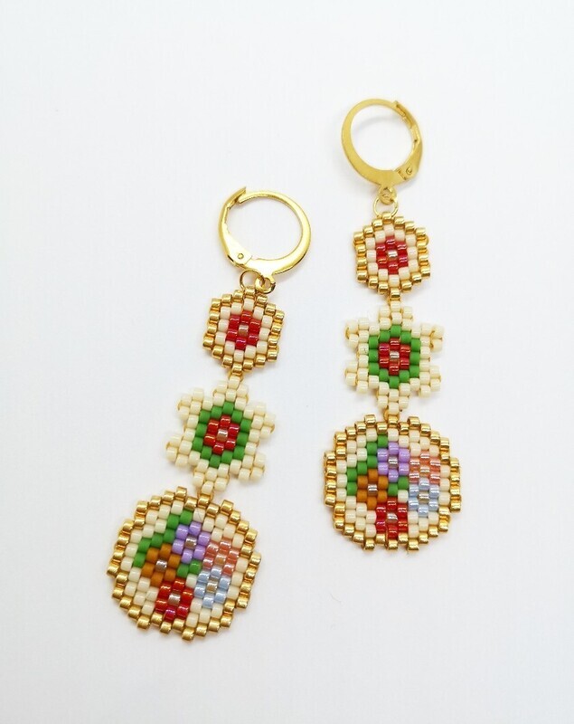 "Les Choses au Printemps" triptych earrings