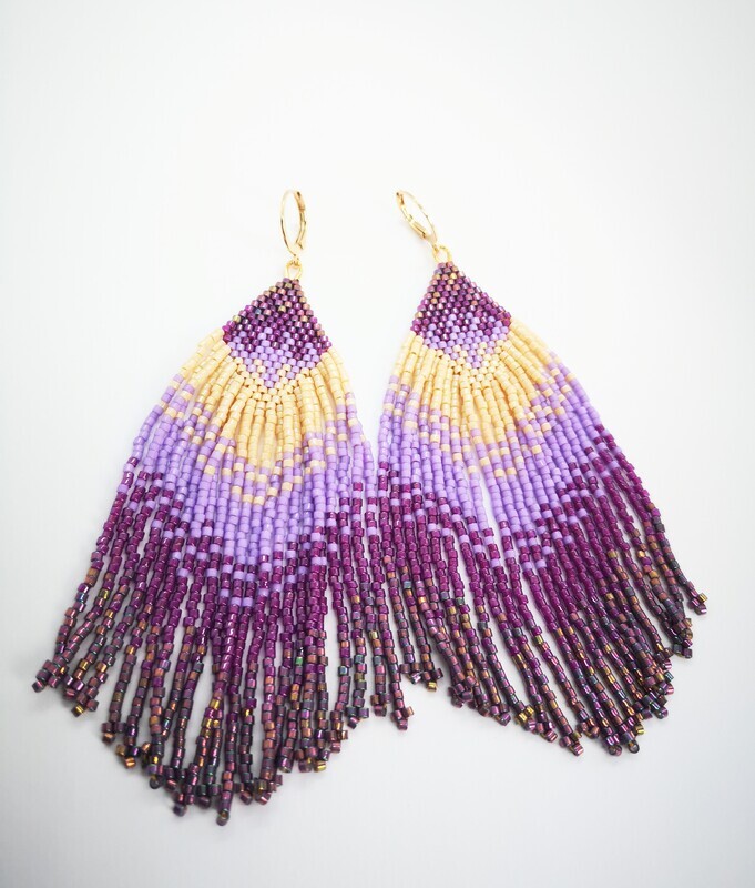 "Tie and dye"  fringe earrings