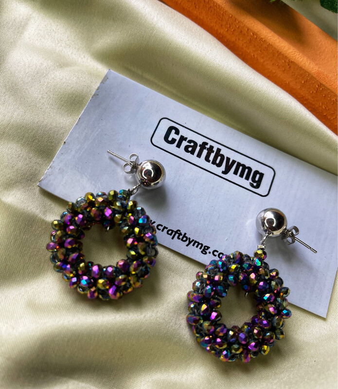 LOLA Crystal Earrings (Circle) Iridescent
