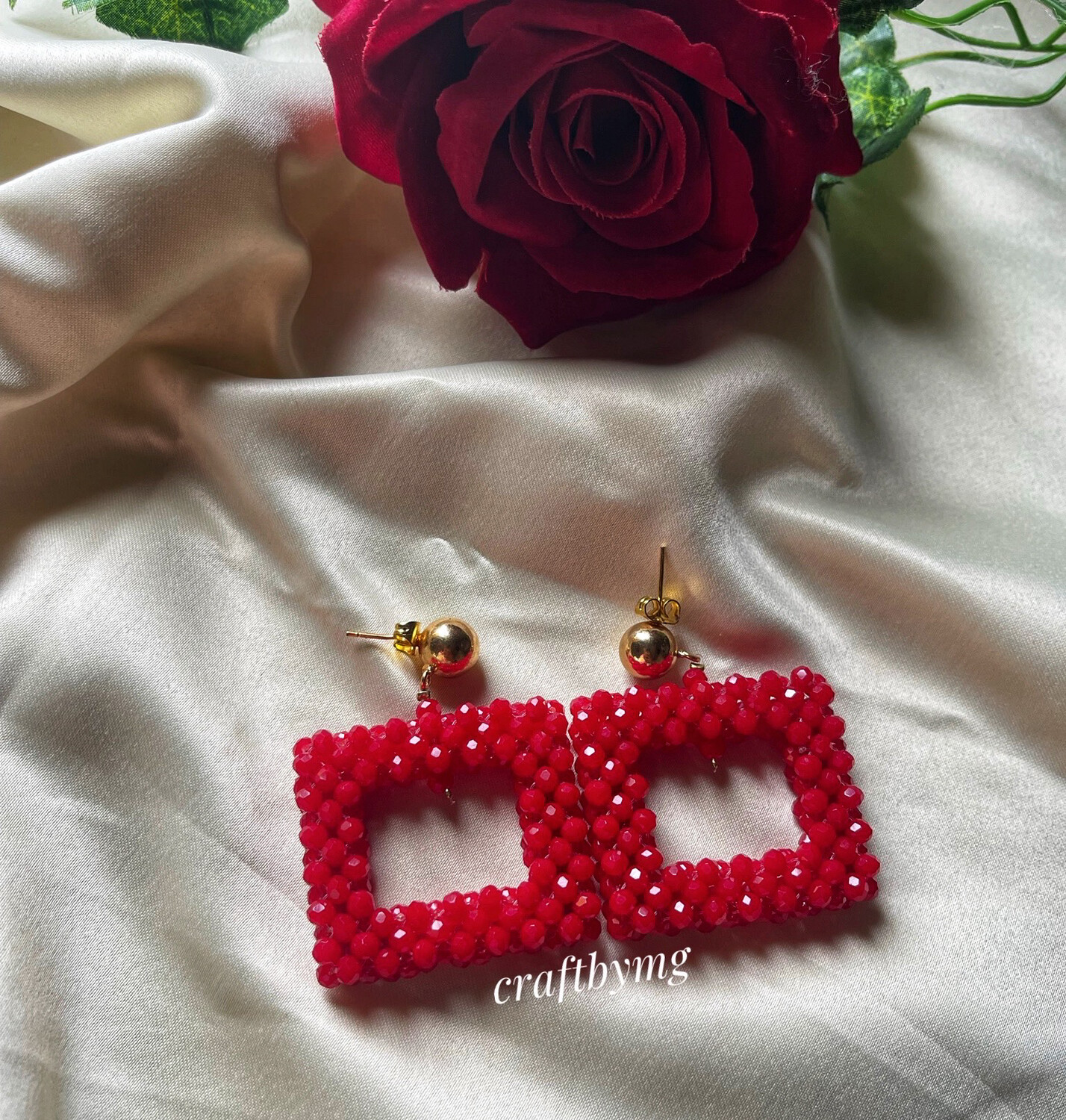 LOLA crystal Earrings-Red Square-