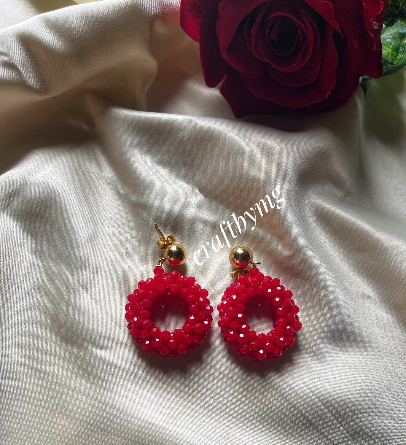 LOLA crystal Earrings - Red Circle-