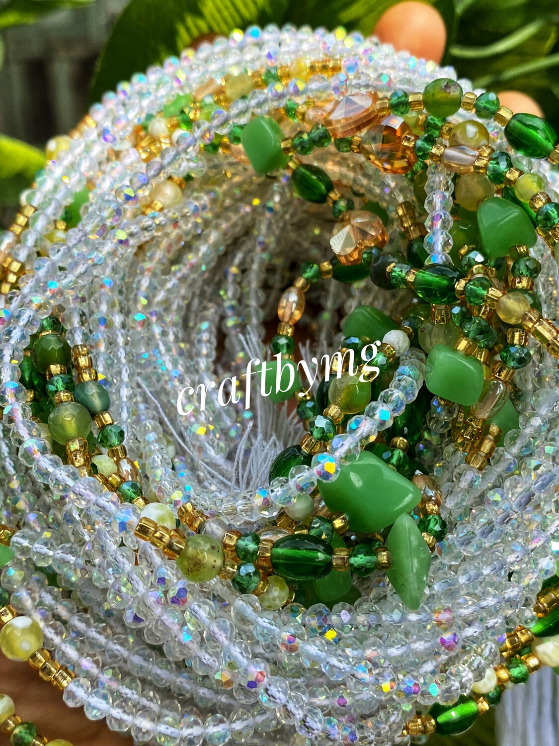 ROSA Waistbeads -Aventurine/Jade (white) Exquisite