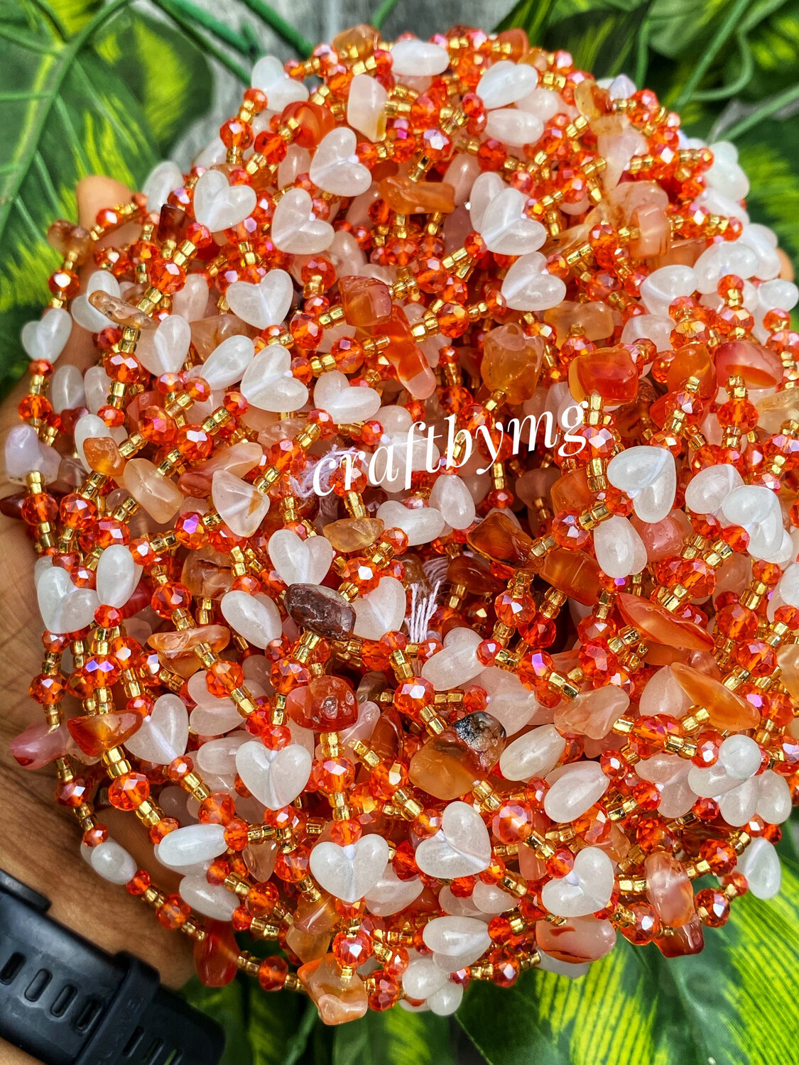 SERENA Waistbeads -Glow In The Dark X Carnelian Gemstones- Luxe