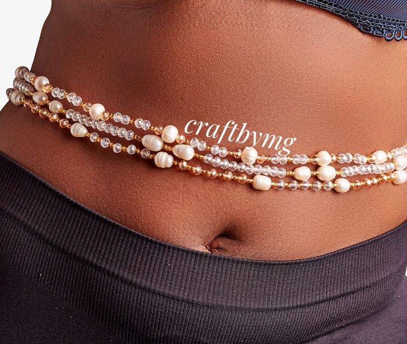 NATHIFA Waistbeads Set -Fresh Water Pearls- 3layers - (Not For Wholesale)