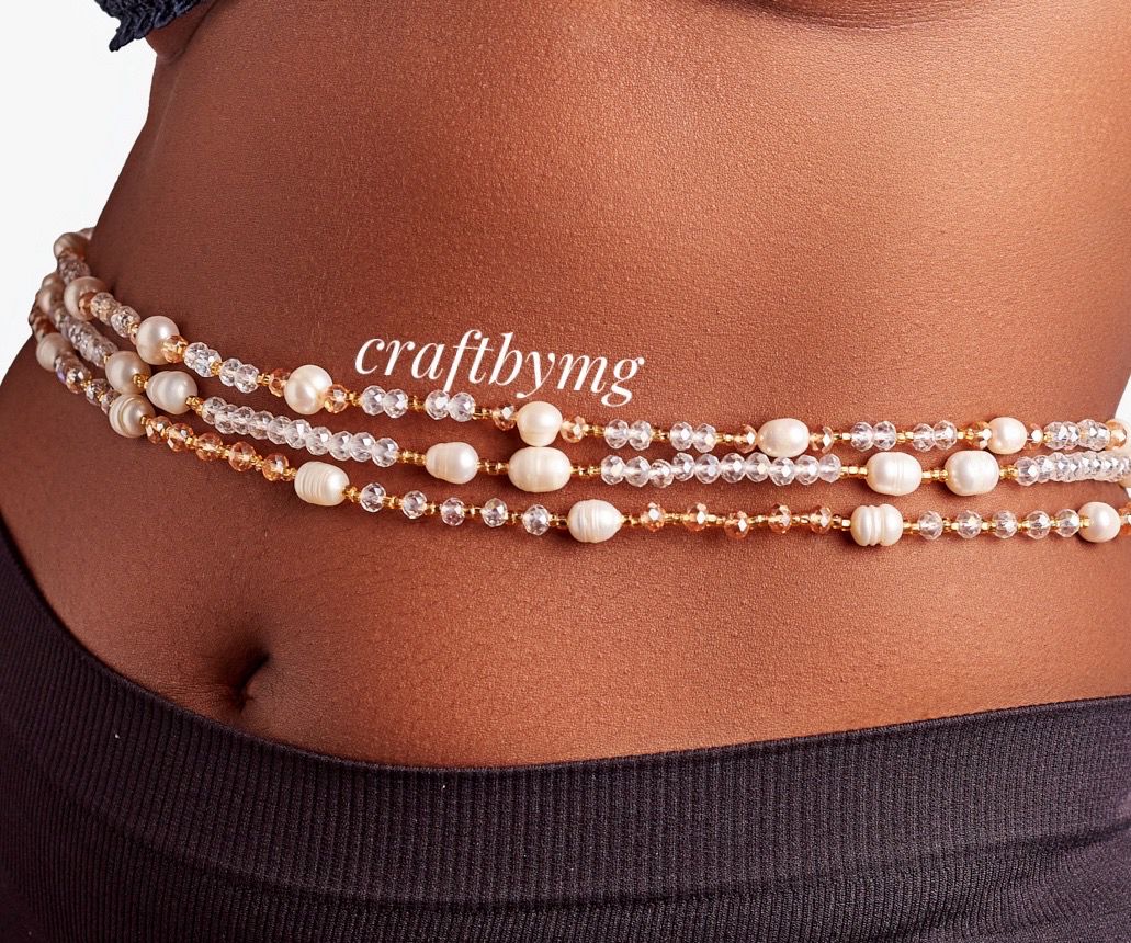 NATHIFA Waistbeads Set -Fresh Water Pearls- 3layers - (Not For Wholesale)