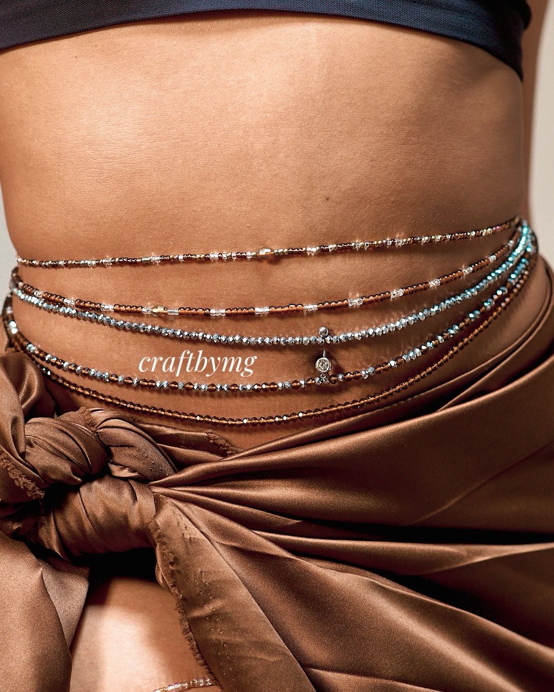 ABIKE Waistbeads Set - MOCHA SPARKLE ( 5 Strands As Seen In Pic )