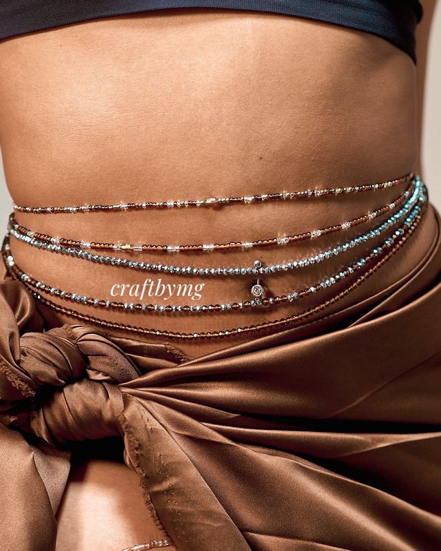 ABIKE Waistbeads Set - MOCHA SPARKLE ( 5 Strands As Seen In Pic )
