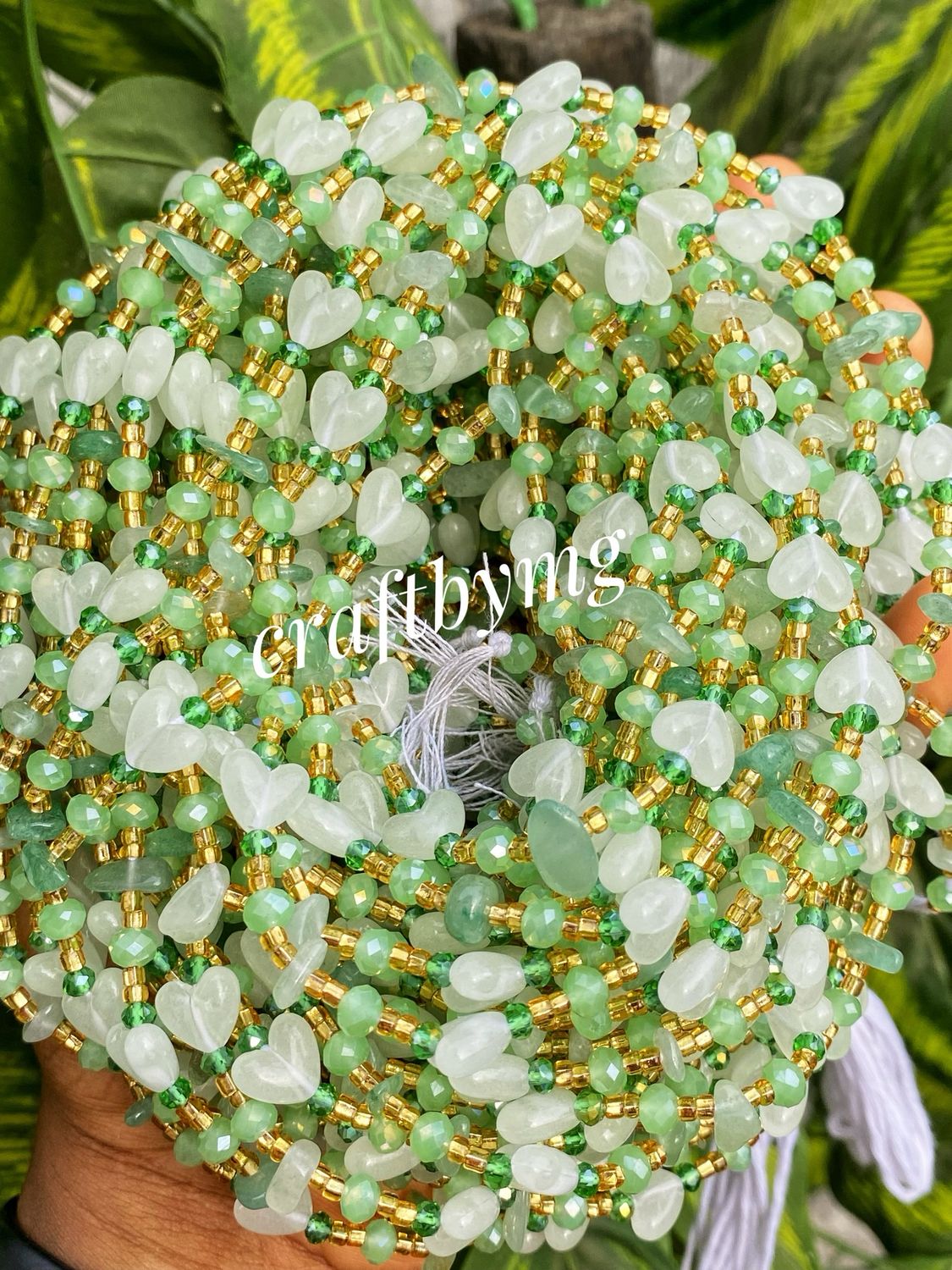 SERENA Waistbeads -Green Aventurine X Glow In The Dark - Luxe