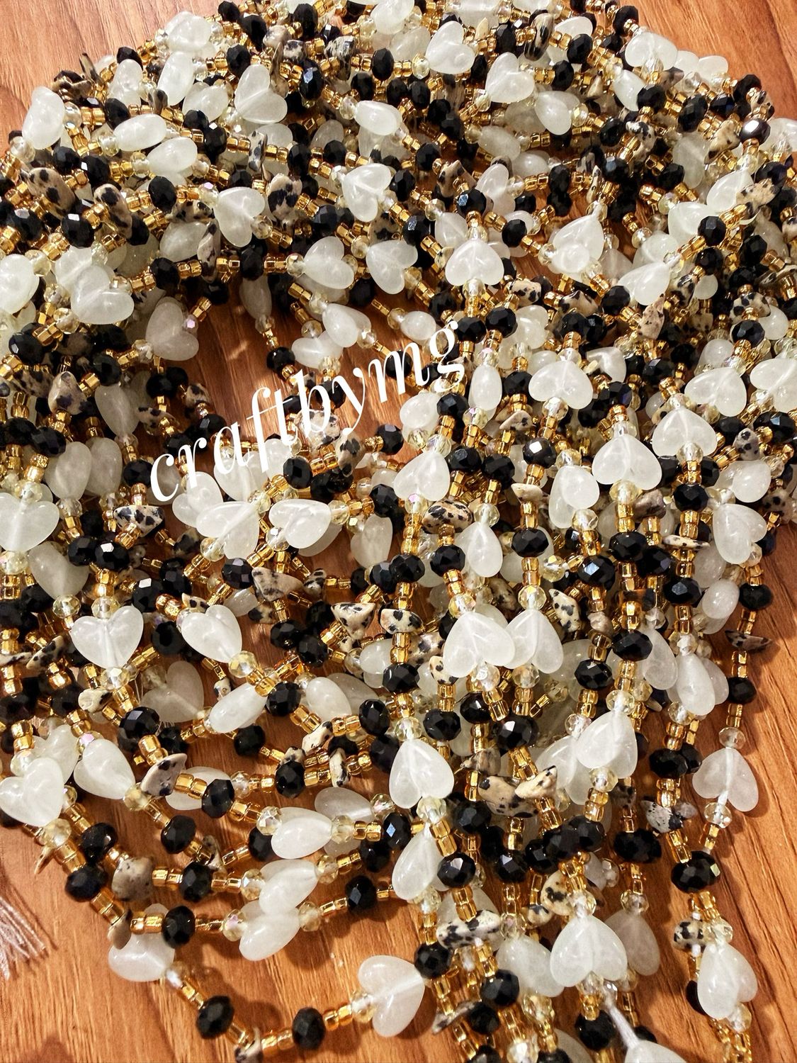 SERENA Waistbeads - Dalmatian Jasper X Glow In The Dark - Luxe