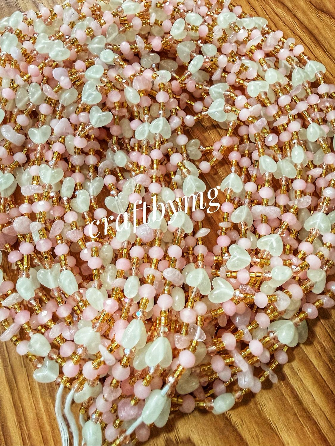 SERENA Waistbeads -Rosequartz X Glow In The Dark- Luxe