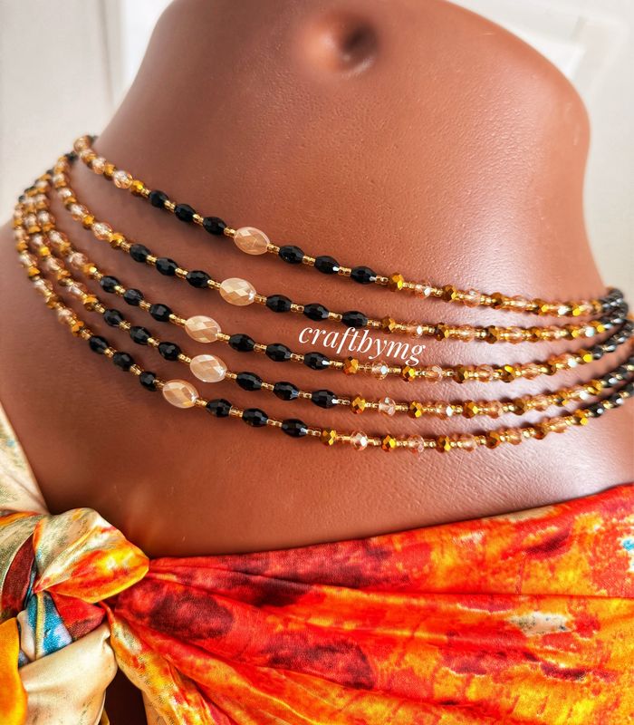 STACEY Waistbeads - Black- Luxe