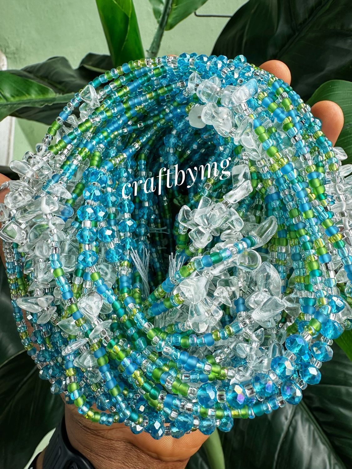 OCEAN BREEZE Waistbeads - Clear Quartz- Luxe